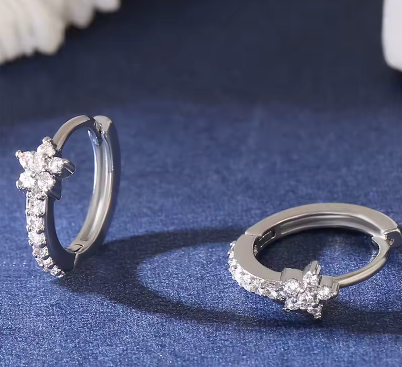 Stainless Steel Zircon Star Hoop Earrings – Vintage Punk Style
