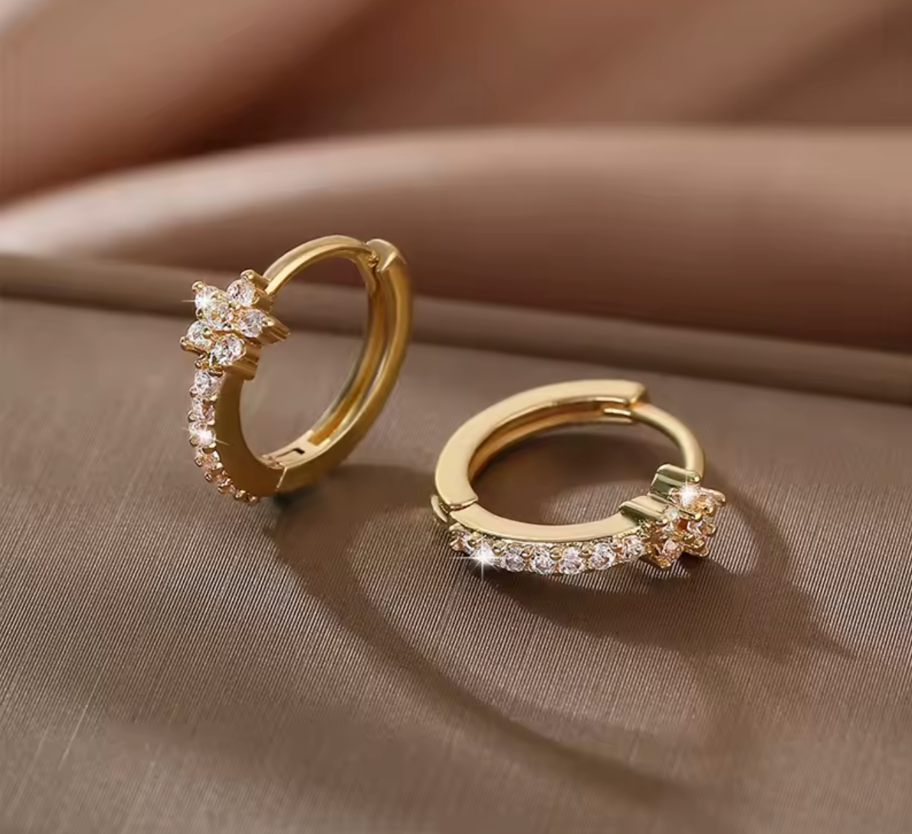 Stainless Steel Zircon Star Hoop Earrings – Vintage Punk Style