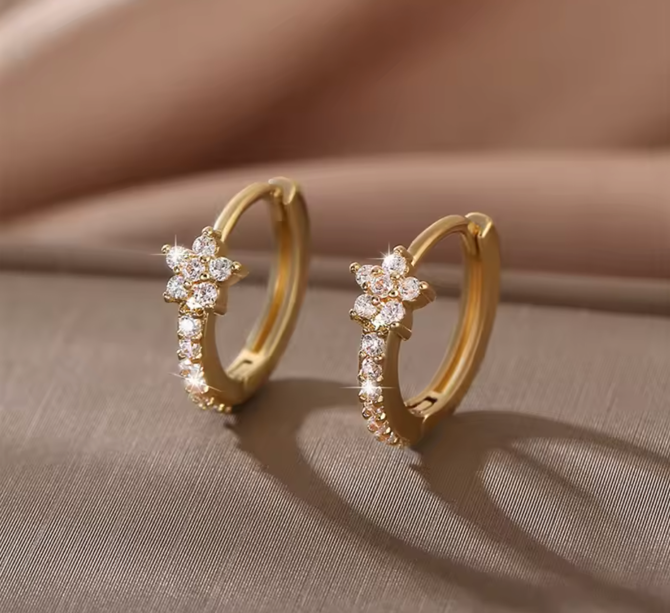 Stainless Steel Zircon Star Hoop Earrings – Vintage Punk Style