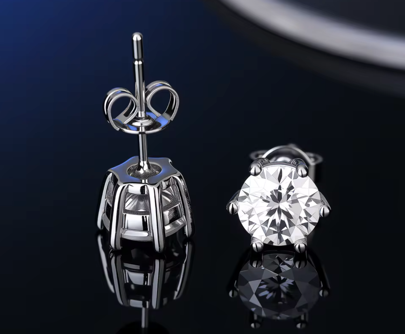 S925 Sterling Silver Moissanite Stud Earrings with Certificate