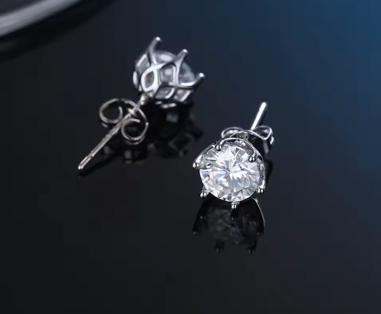 S925 Sterling Silver Moissanite Stud Earrings with Certificate