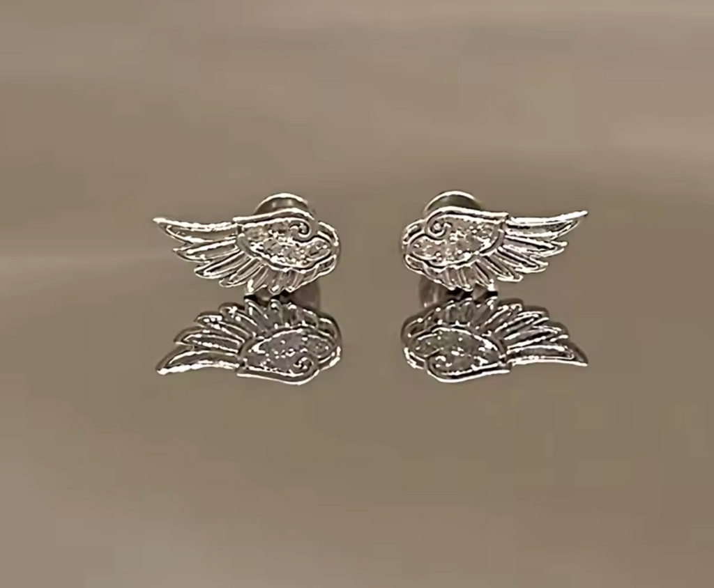 Luxury Zircon Angel Wing Cross Stud Earrings for Women