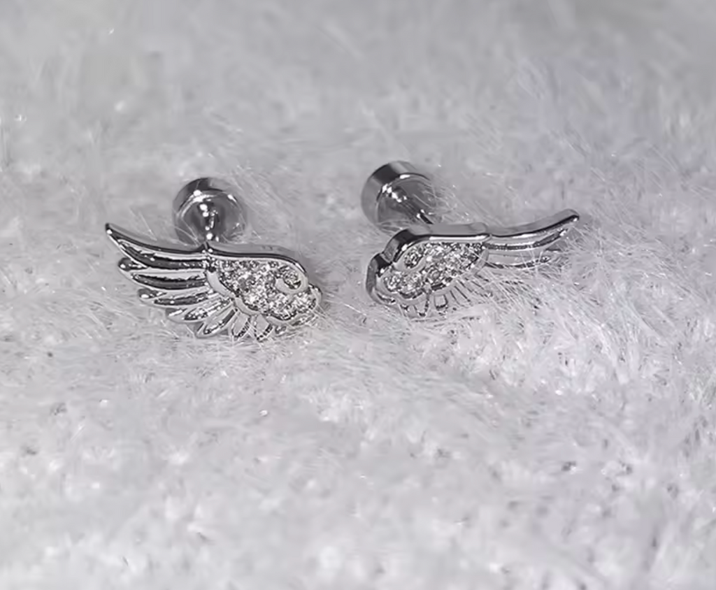 Luxury Zircon Angel Wing Cross Stud Earrings for Women