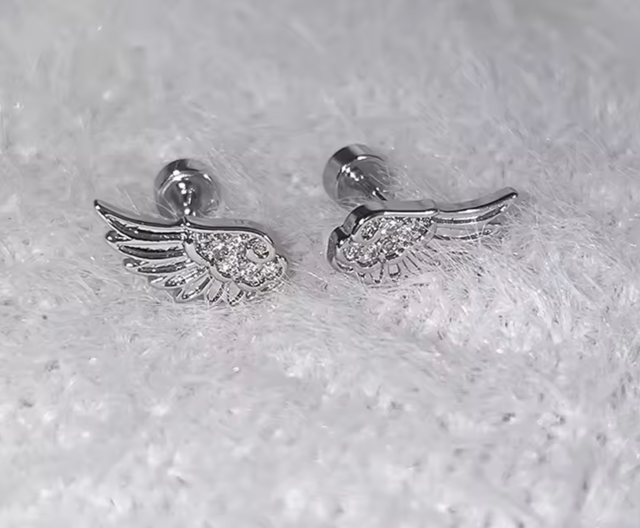 Luxury Zircon Angel Wing Cross Stud Earrings for Women