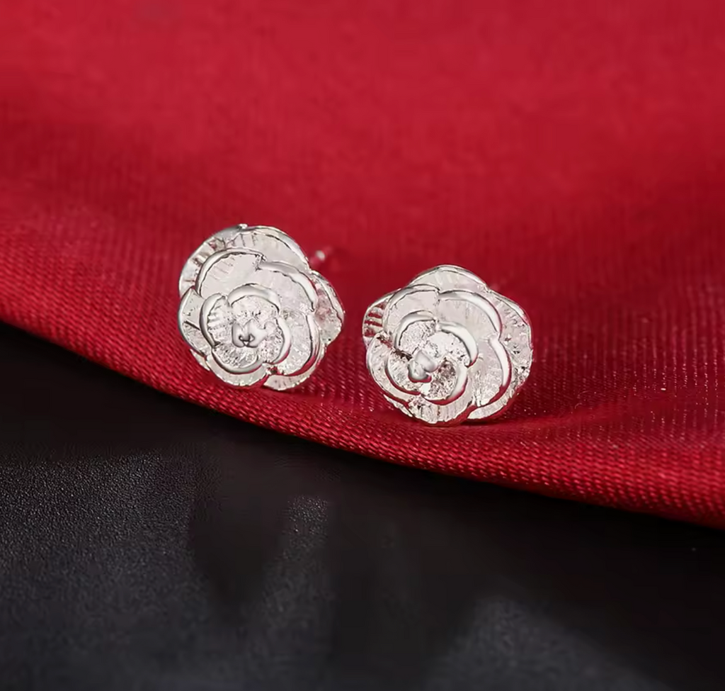 925 Sterling Silver 10mm Elegant Flower Stud Earrings for Women