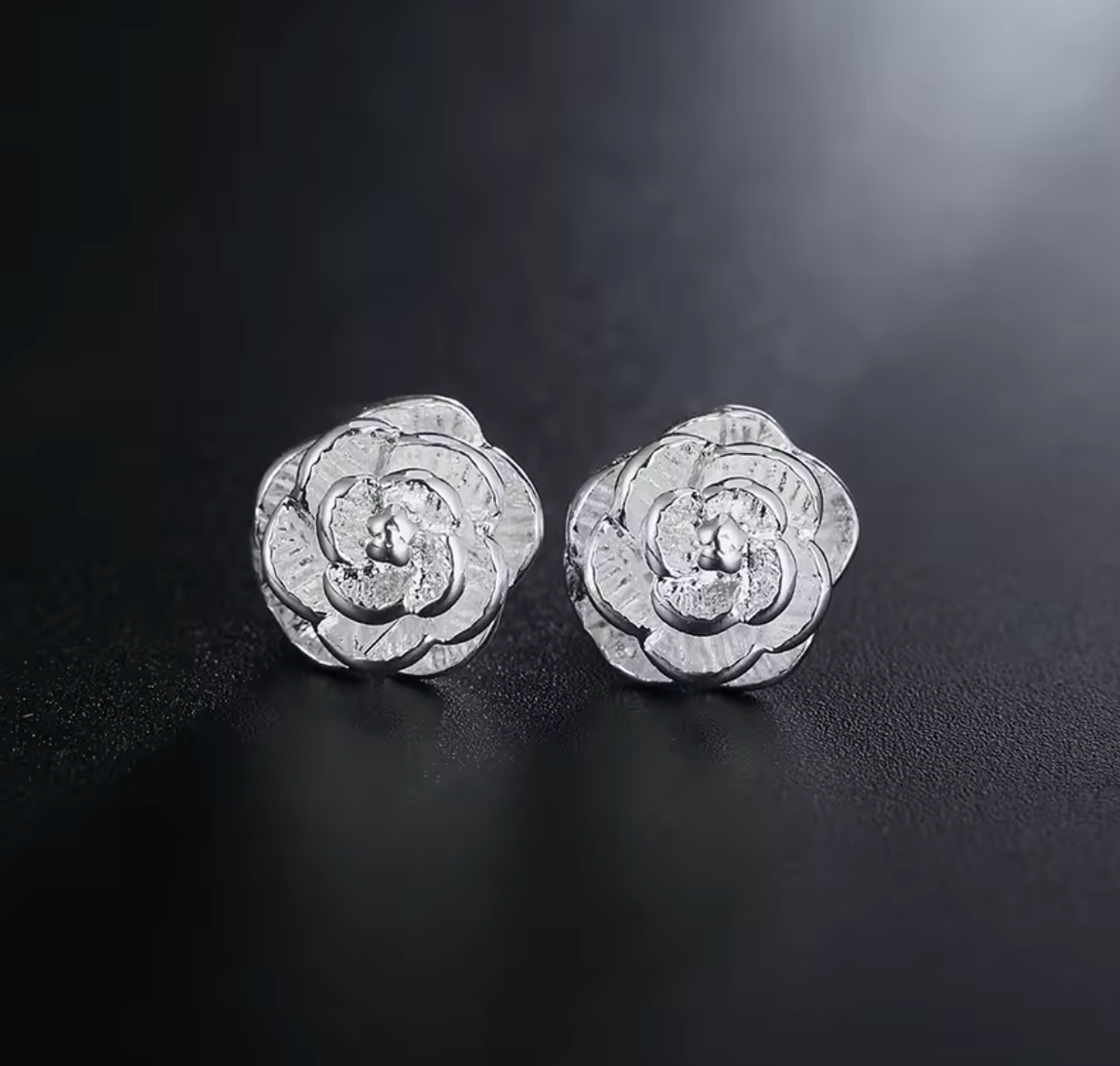 925 Sterling Silver 10mm Elegant Flower Stud Earrings for Women