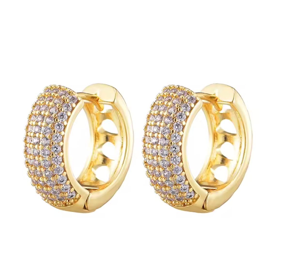 Zirconia Round Huggie Hoop Earrings for Women