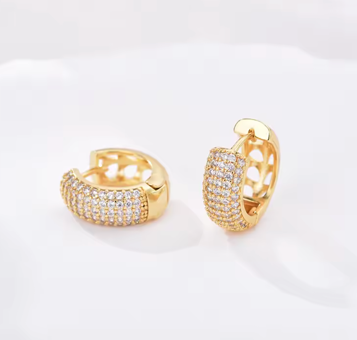 Zirconia Round Huggie Hoop Earrings for Women