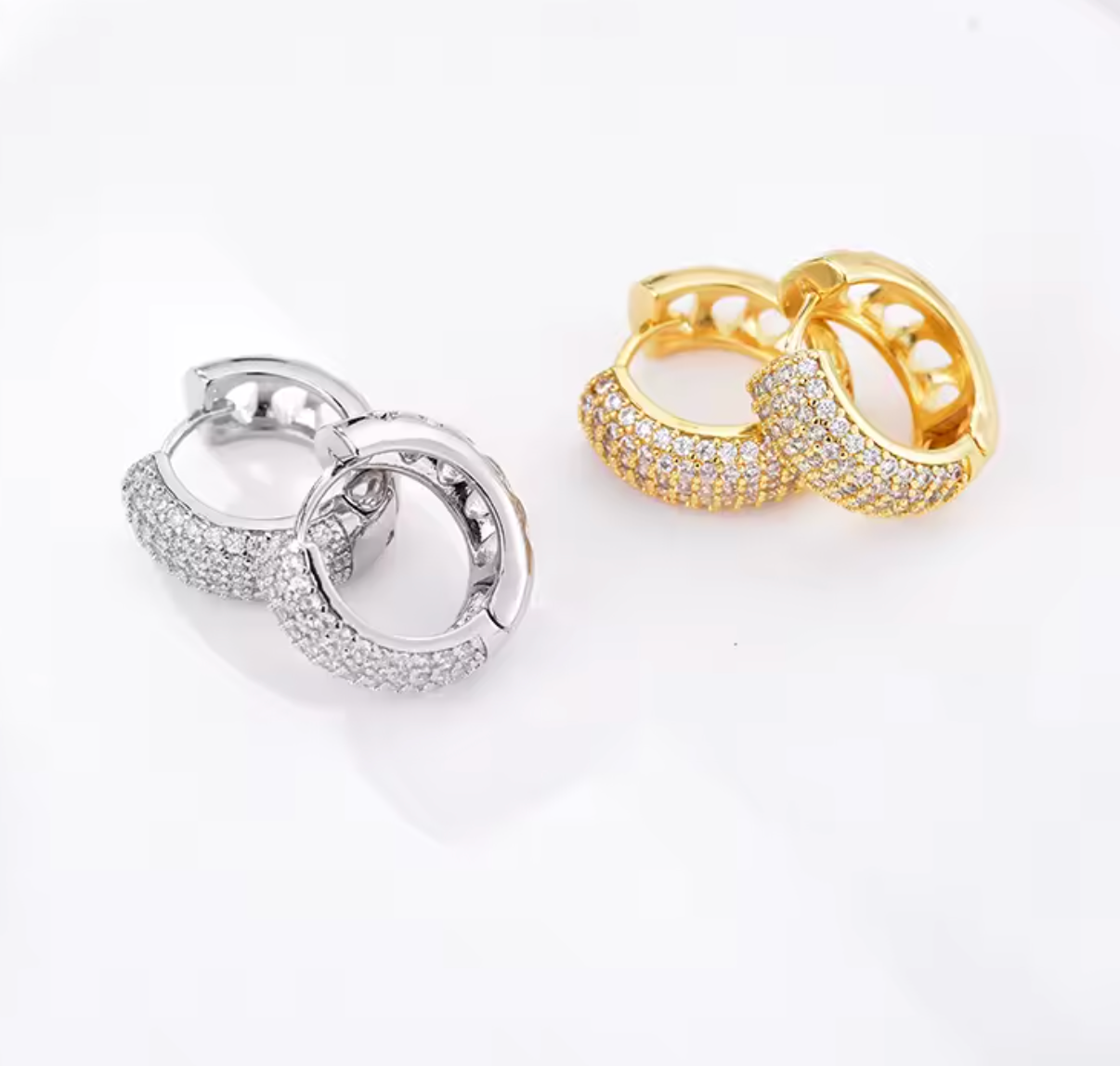 Zirconia Round Huggie Hoop Earrings for Women