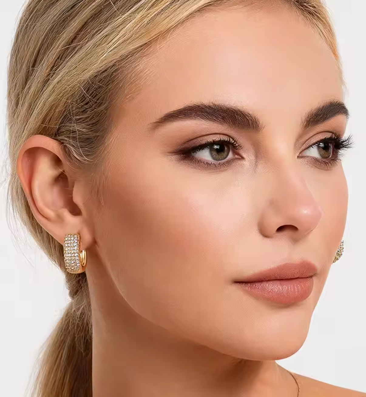 Zirconia Round Huggie Hoop Earrings for Women