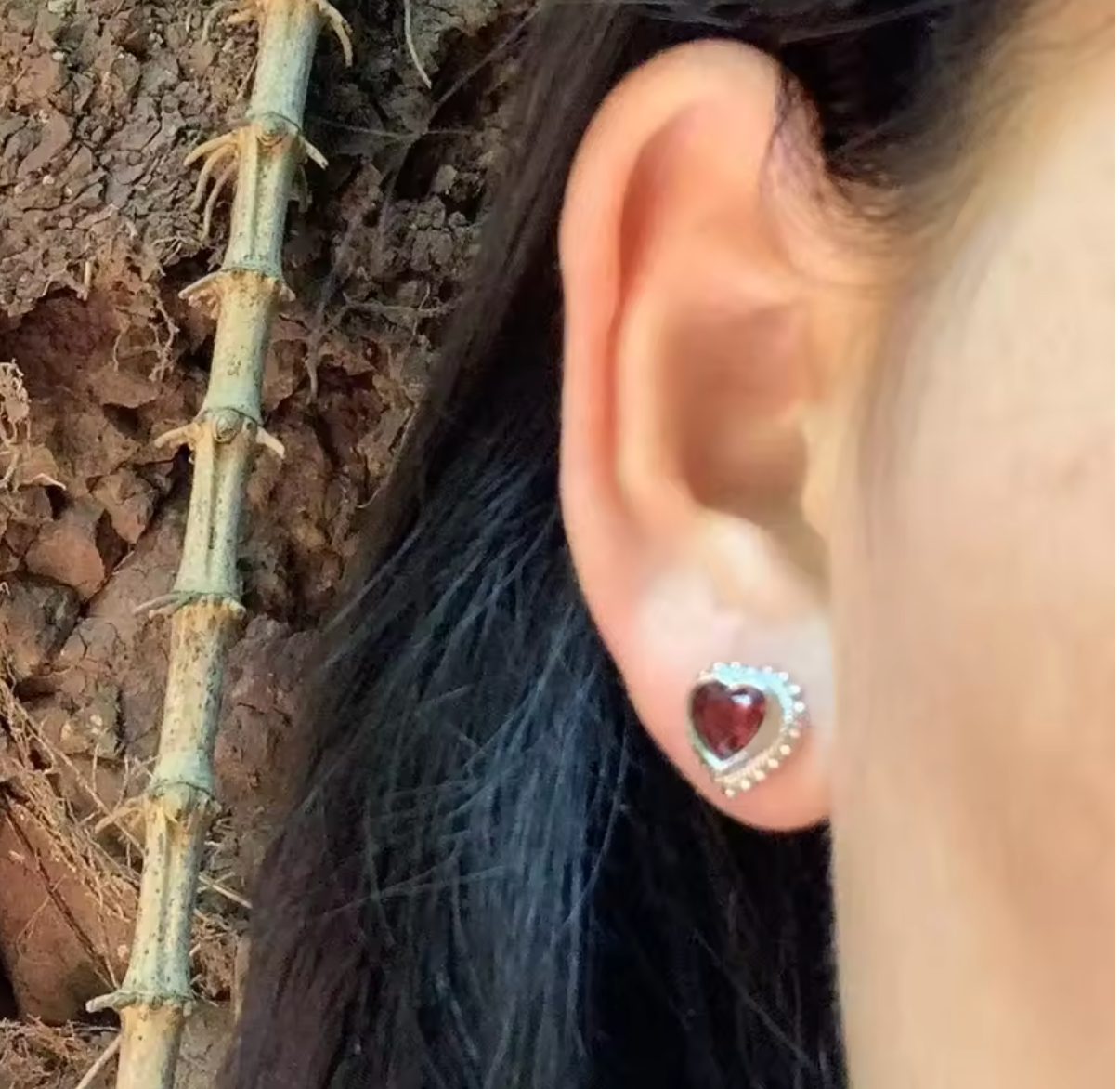 Natural Garnet 925 Sterling Silver Stud Earrings for Women