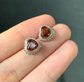 Natural Garnet 925 Sterling Silver Stud Earrings for Women