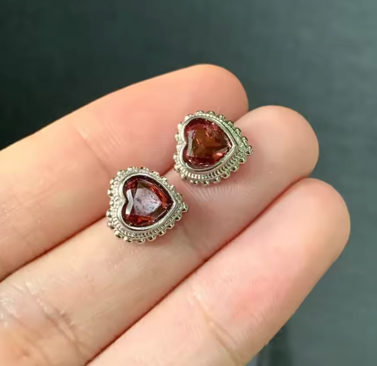 Natural Garnet 925 Sterling Silver Stud Earrings for Women