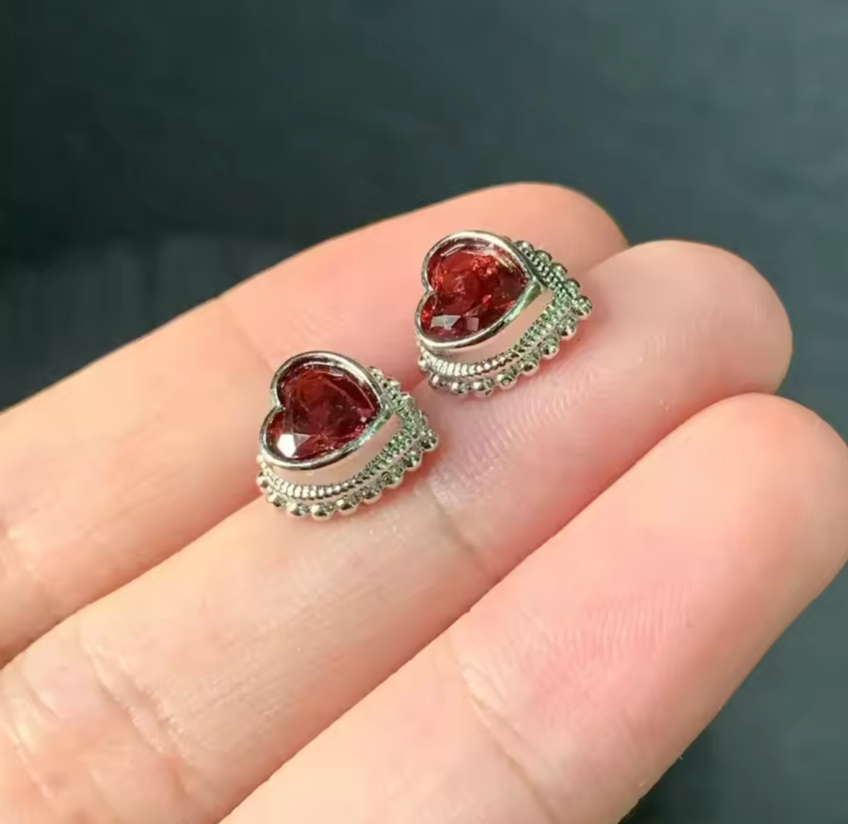 Natural Garnet 925 Sterling Silver Stud Earrings for Women
