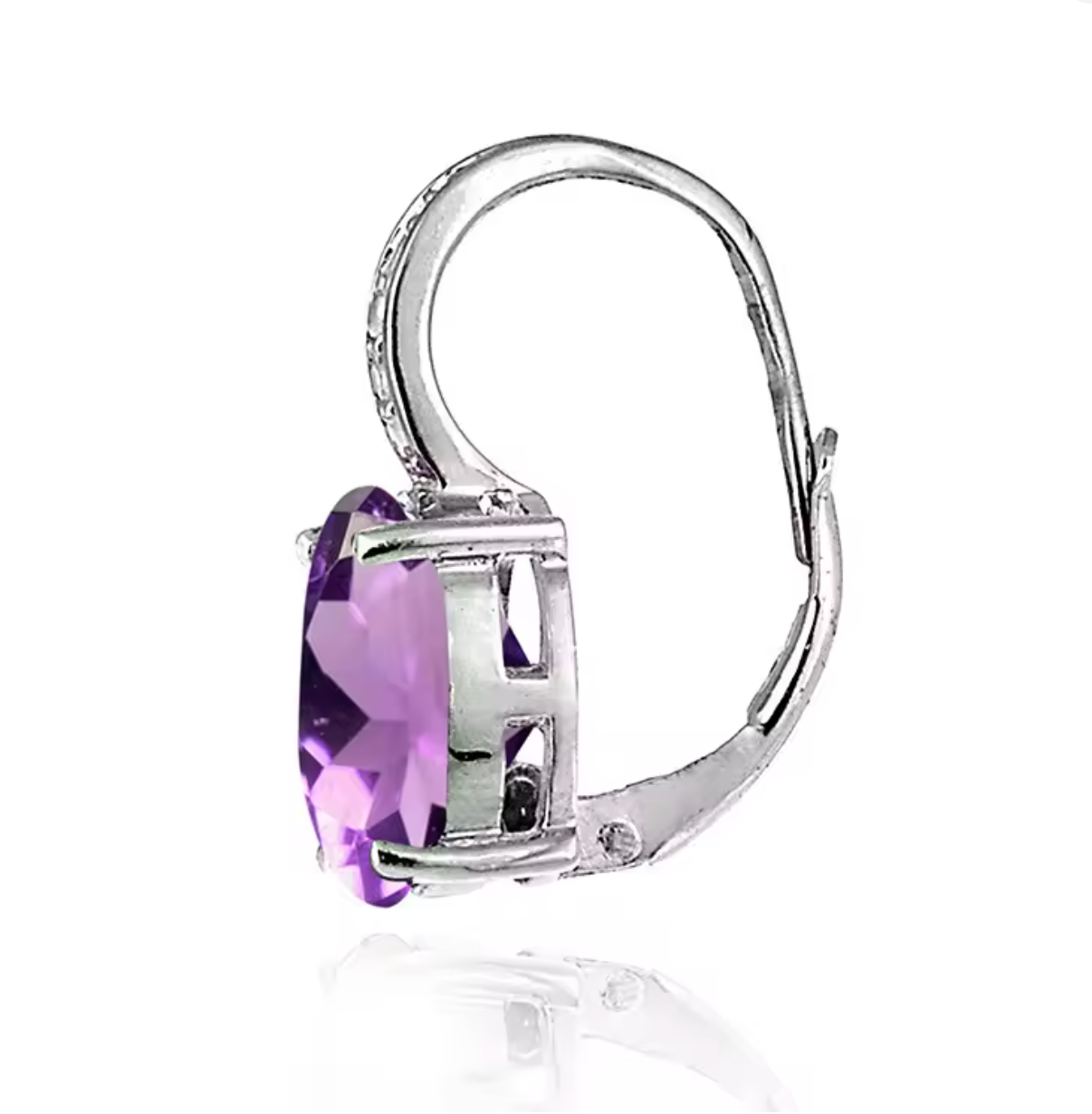 925 Sterling Silver 18K Gold Amethyst Gemstone Ear Buckle Earrings for Women