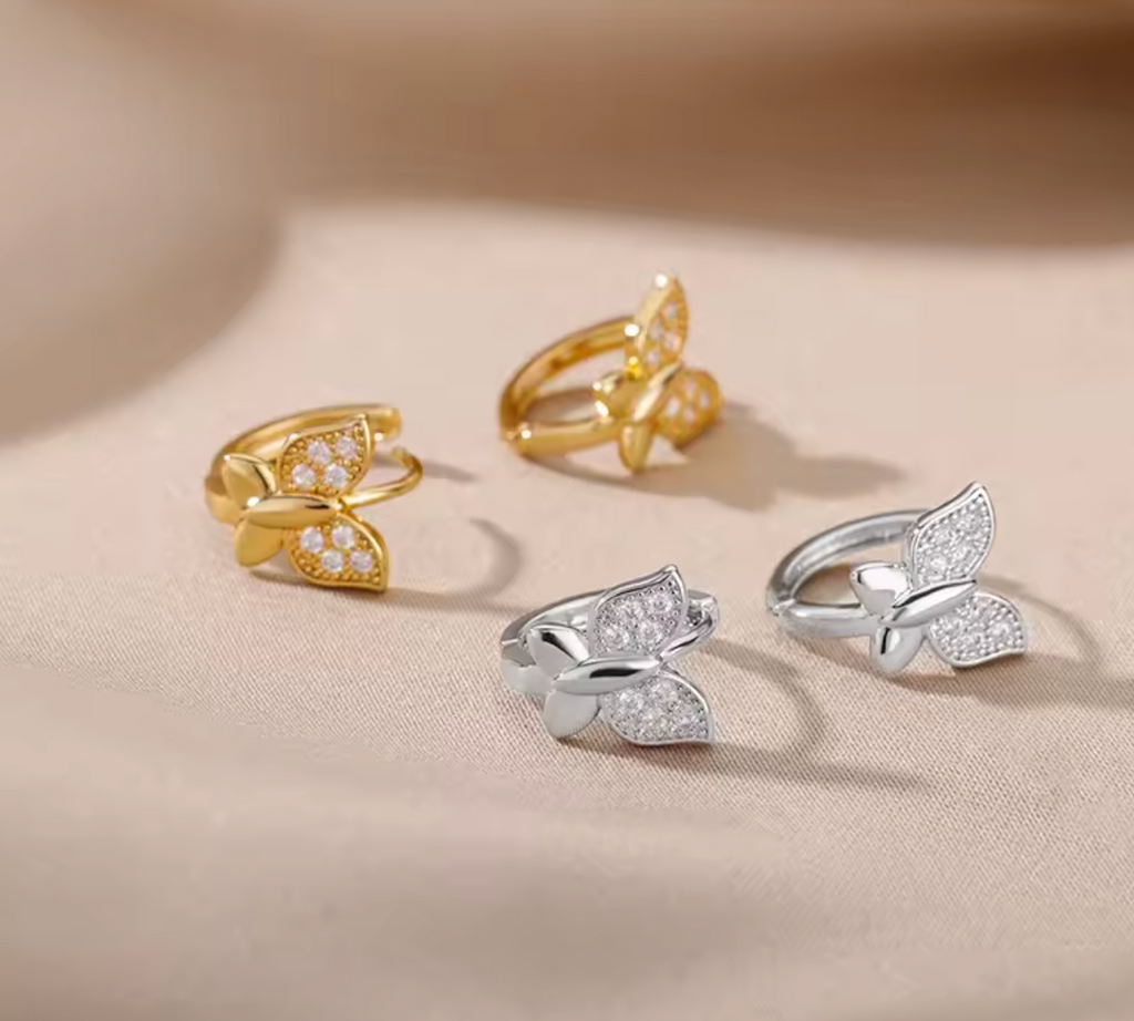 Modern Gold Stainless Steel Butterfly Earrings for Women