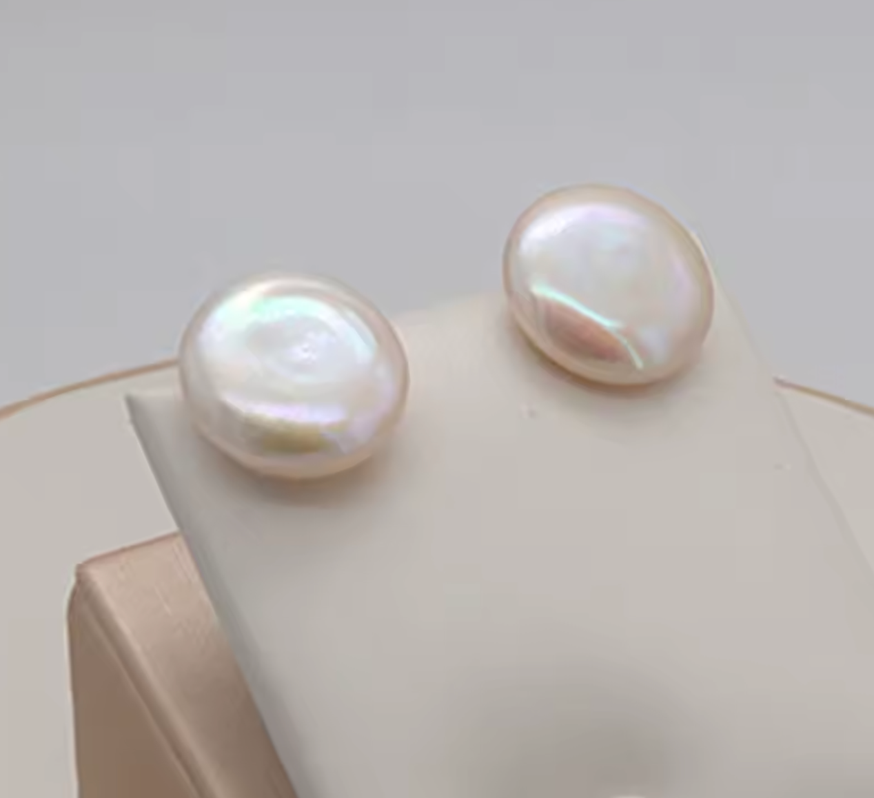 Freshwater Cultured Pearl Button & Coin Earrings