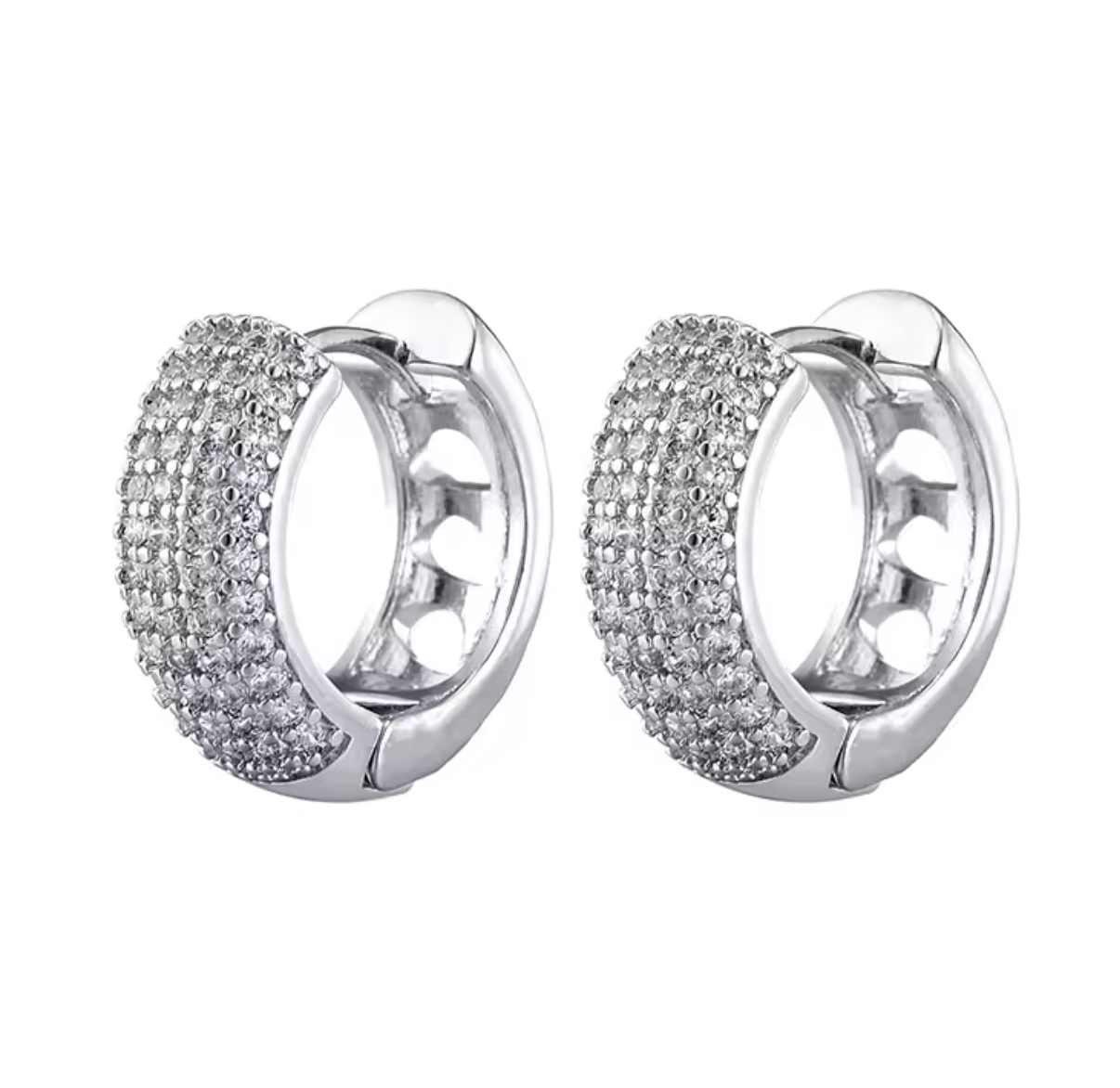 Zirconia Round Huggie Hoop Earrings for Women